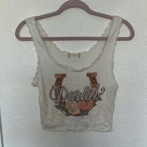 Altar'd State Cream Graphic Crop Top